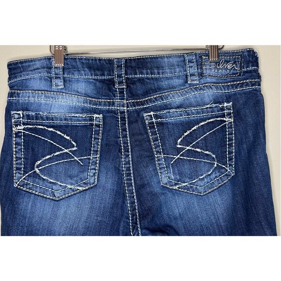 Silver Jeans Santorini Crop Low Rise Blue Distressed Denim Size 16 - Picture 9 of 9